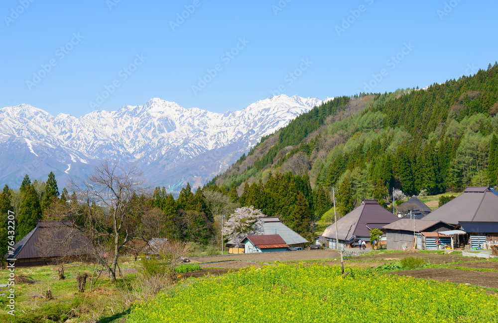 Landscape of Aoni in Hakuba village, Nagano, Japan