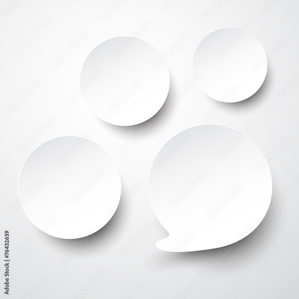 Paper white round speech bubbles. Paper white round speech bubbles.