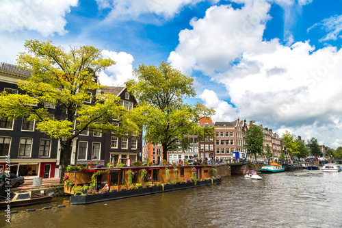 Amsterdam canals and boats, Holland, Netherlands.