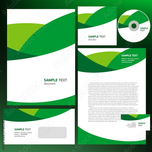 abstract creative corporate identity line wave green
