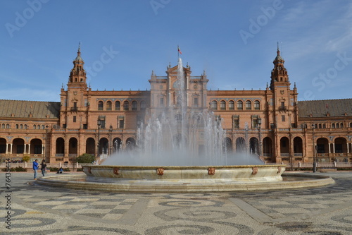 Fountain on Plaza de Espana, Seville, Spain
