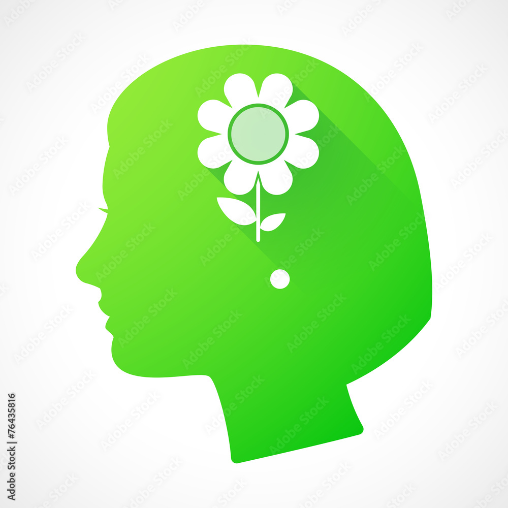 Female head silhouette icon with a flower Female head silhouette icon with a flower