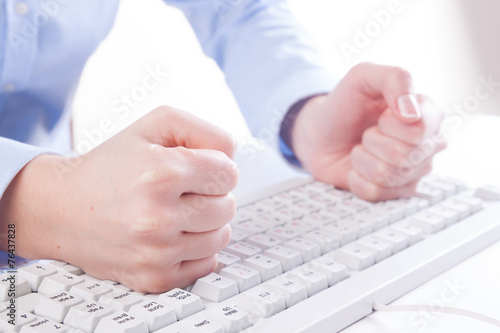 Wallpaper Mural young girl bangs her fist on the keyboard Torontodigital.ca