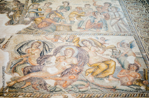 Ancient Greek mosaic in Paphos Archaeological Park
