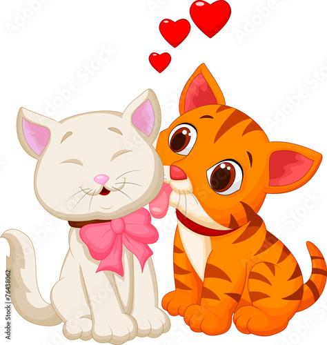 Cartoon cat licking
