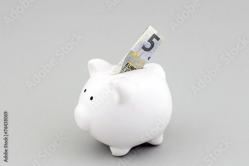 Sparschwein mit 5 Euro Schein