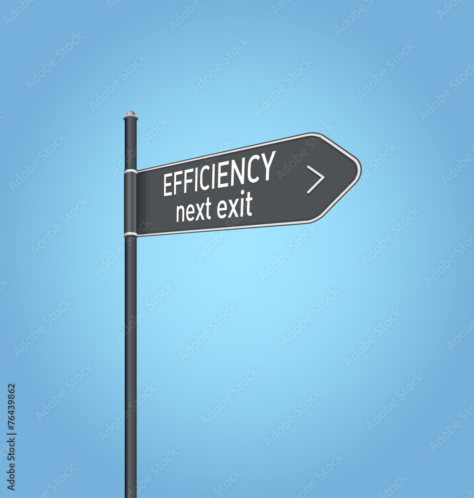 Efficiency next exit, dark grey road sign Efficiency next exit, dark grey road sign
