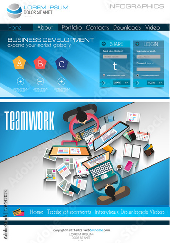 Infographic teamwork and brainstorming with Flat style