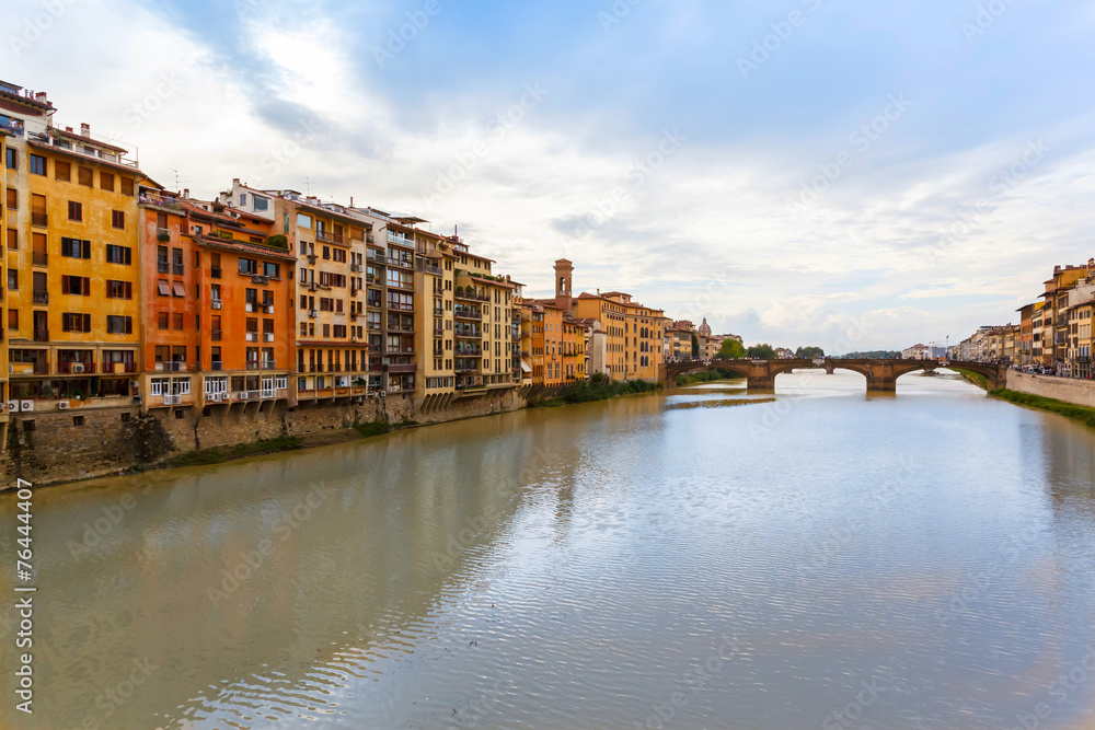 Arno River and bridges Santa Trinita
