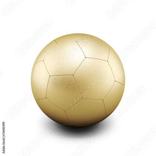 Gold soccer ball isolate on white