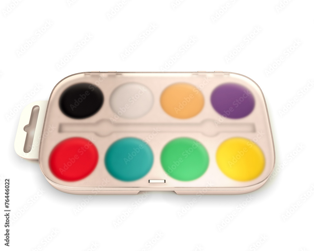 Set of watercolor paints with lid closed. Set of watercolor paints with lid closed.