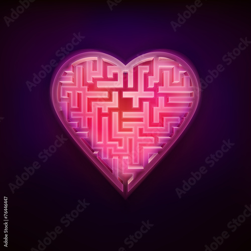 pink red maze design as love and heart symbol modern graphic