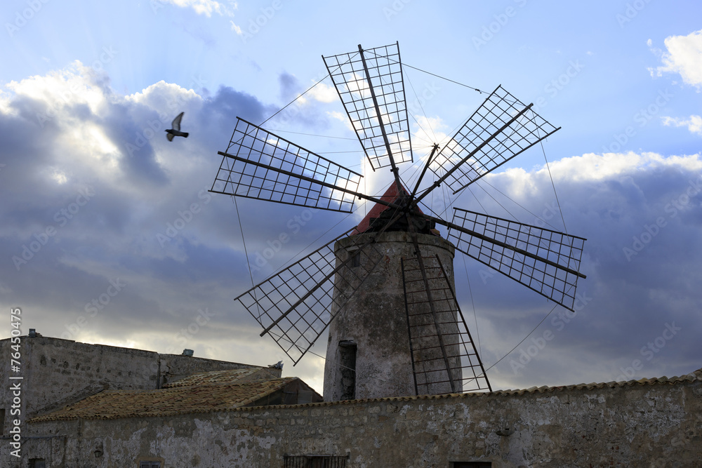 Windmill of saline of trapani