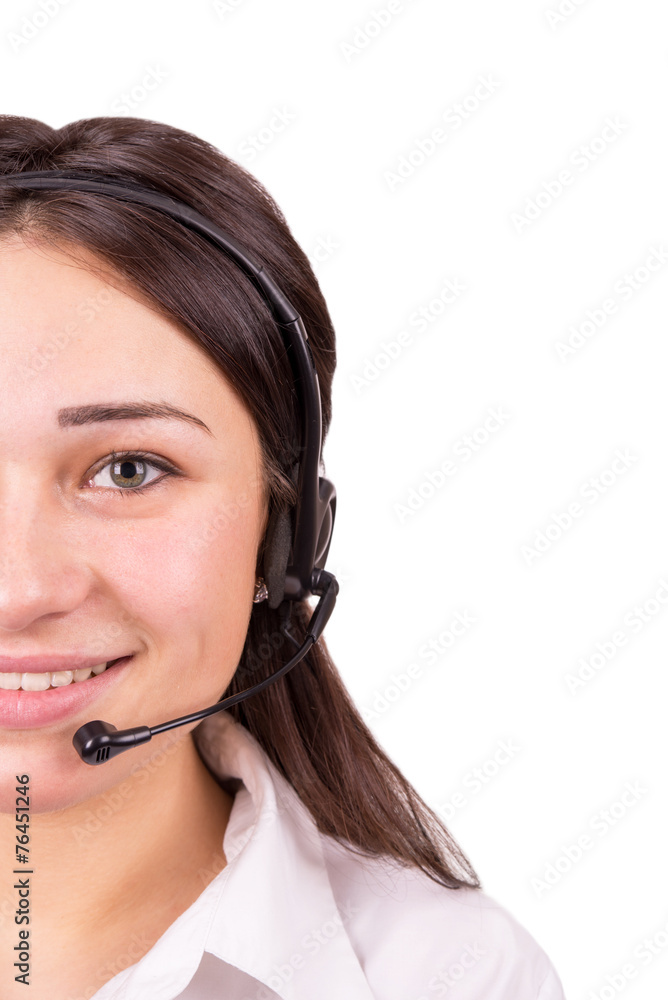 business girl working in a call center business girl working in a call center