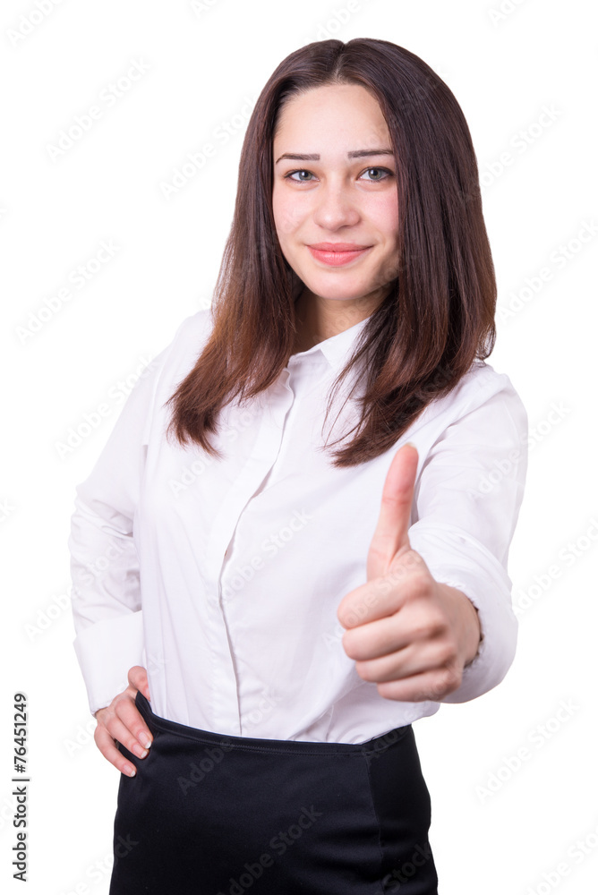 beautiful businesswoman is showing success beautiful businesswoman is showing success