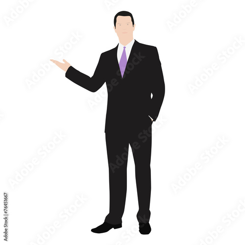 Vector drawing of a successful man dressed in a suit. Presentati