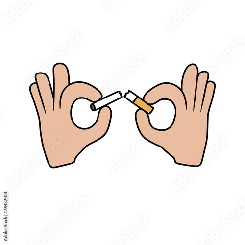 hands breaking the cigarette