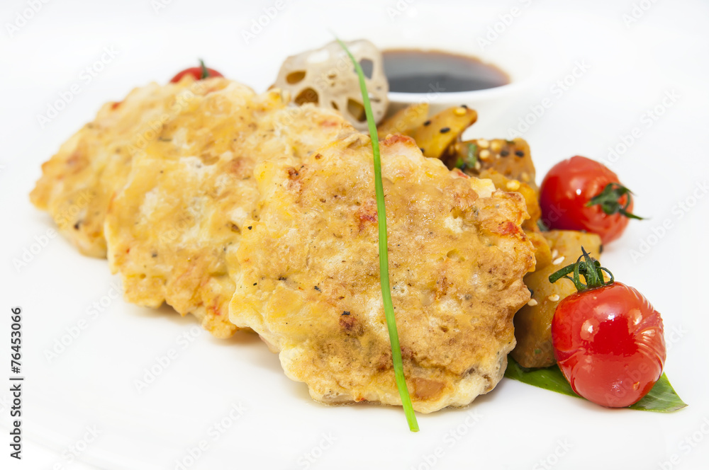 shrimp patties of meat with a salad shrimp patties of meat with a salad