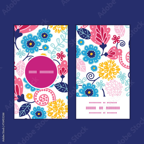 Vector fairytale flowers vertical round frame pattern business