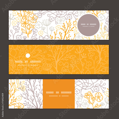 Vector magical floral horizontal banners set pattern background