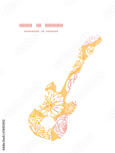 Vector warm day flowers guitar music silhouette pattern frame