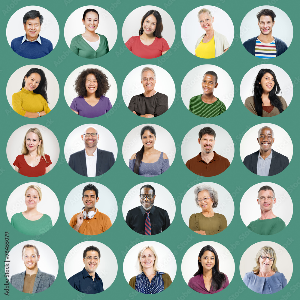 People Faces Portrait Multiethnic Cheerful Group Concept People Faces Portrait Multiethnic Cheerful Group Concept