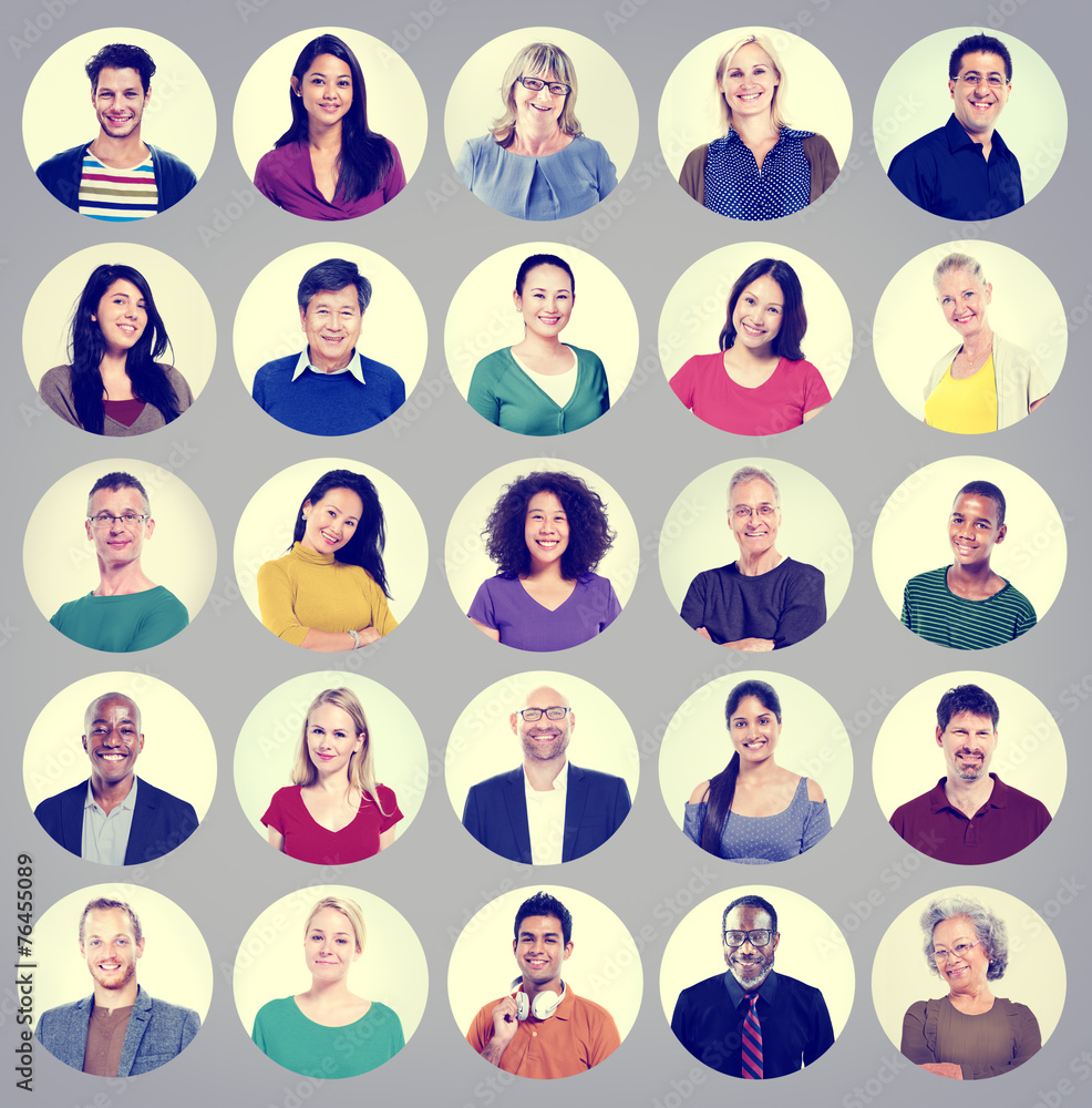 People Faces Portrait Multiethnic Cheerful Group Concept People Faces Portrait Multiethnic Cheerful Group Concept