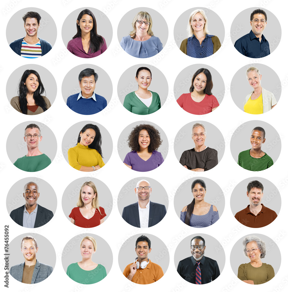 People Faces Portrait Multiethnic Cheerful Group Concept People Faces Portrait Multiethnic Cheerful Group Concept