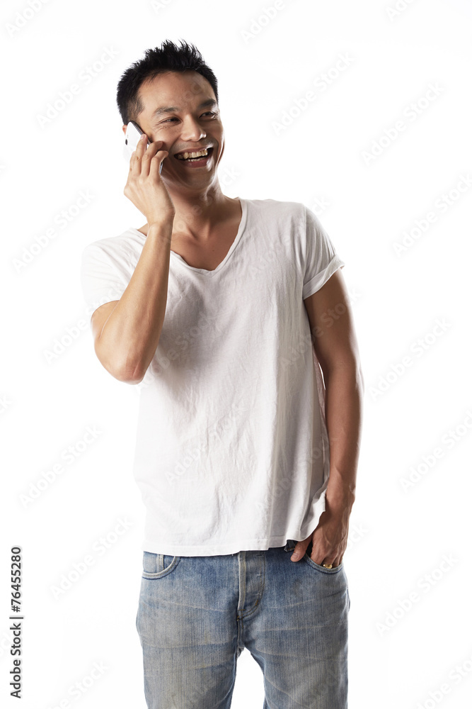 Asian man with mobile phone Asian man with mobile phone