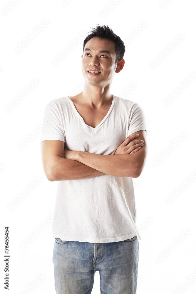 Asian man in happy mood Asian man in happy mood