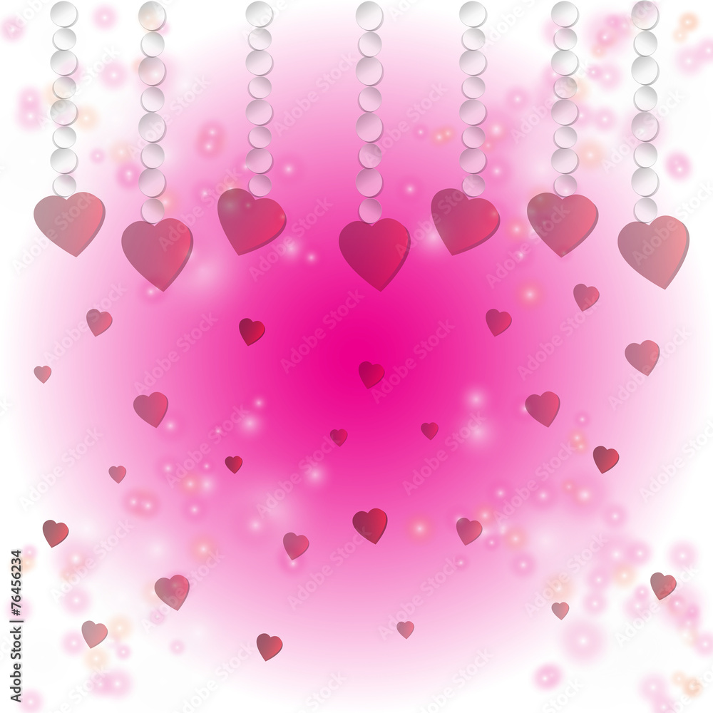 Red heart on a bokeh background. Valentines day. Vector illustra