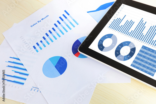 business financial chart and graphy report display in mobile dev photo