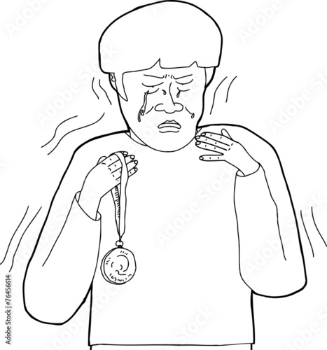 Outline of Upset Man with Medal