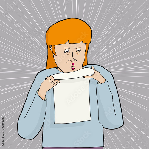 Mad Woman Holding Letter