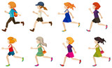 Faceless kids running