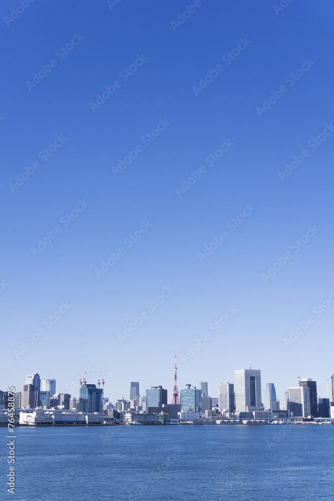 東京都市風景　全景　東京タワーと高層ビル