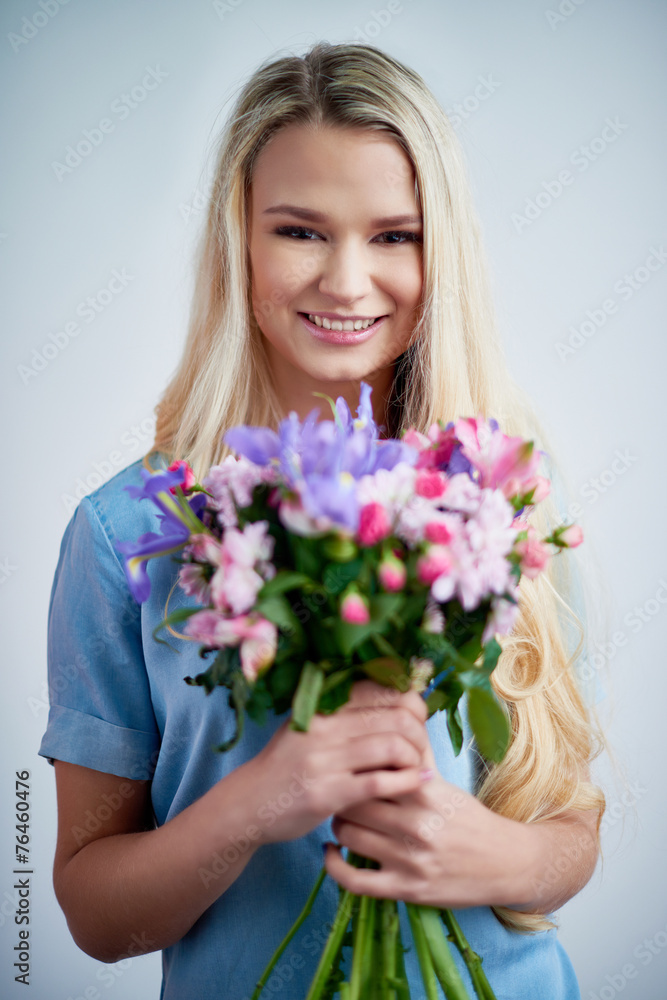 Blonde with flowers