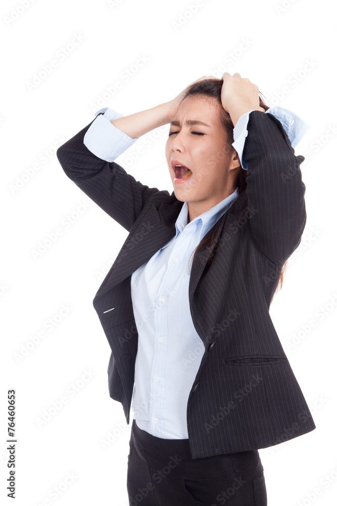 Stressed young Asian businesswoman scream out Stressed young Asian businesswoman scream out