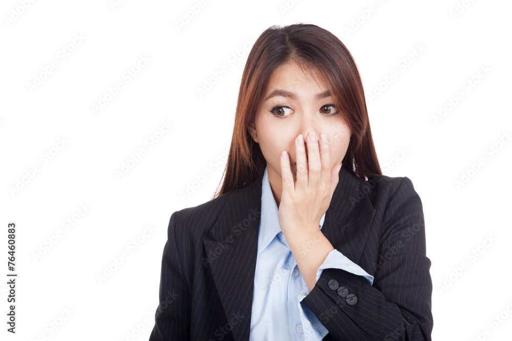 Young Asian businesswoman shocked look away Young Asian businesswoman shocked look away