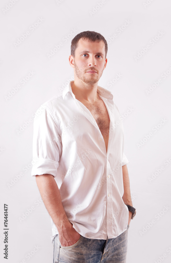 Fototapeta premium Man in white shirt