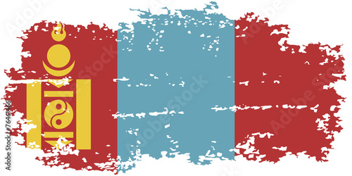 Mongolian grunge flag. Vector illustration.