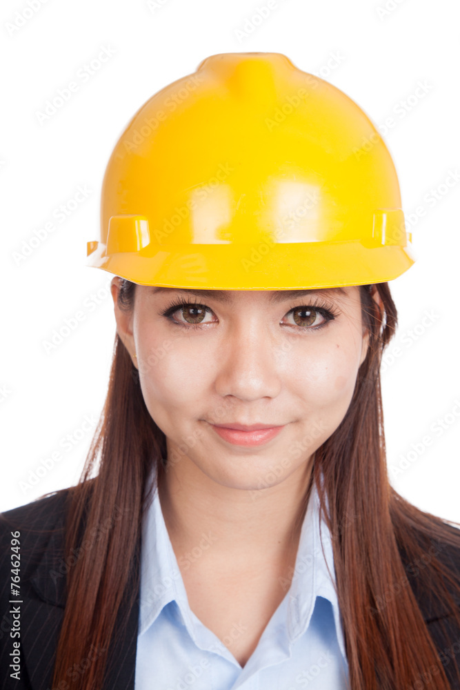 Portrait of Asian engineer woman with hardhat Portrait of Asian engineer woman with hardhat