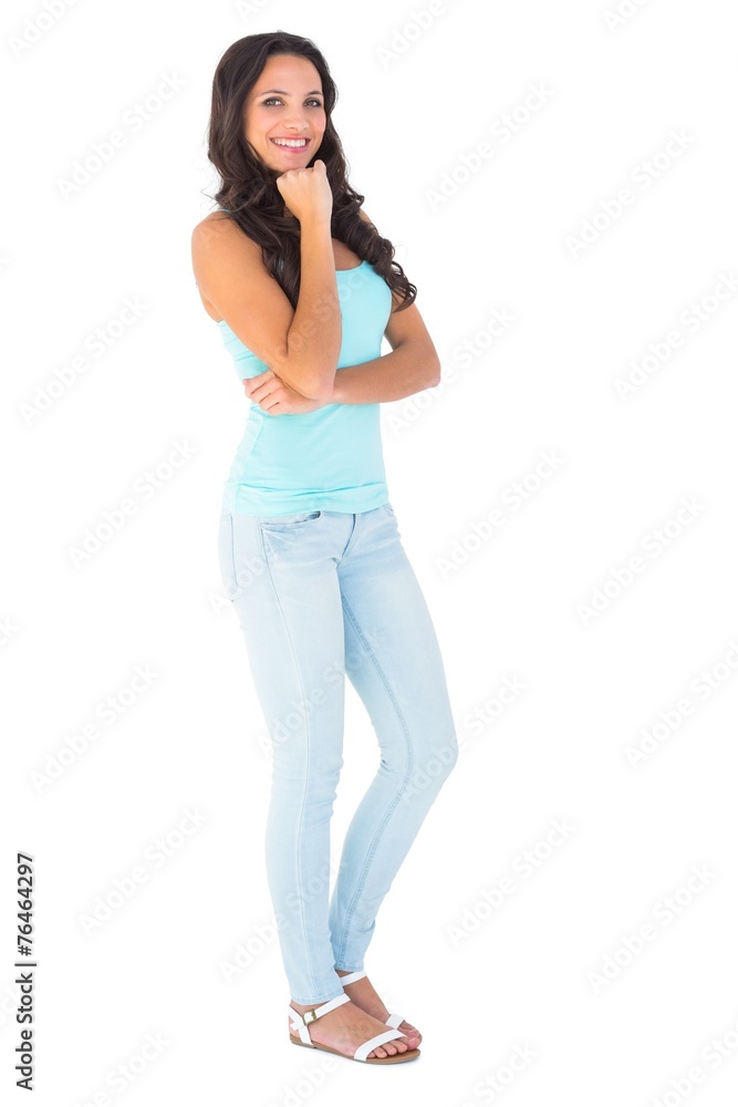 Casual brunette smiling at camera Casual brunette smiling at camera
