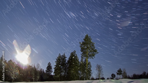 Panorama of night landscape. Line. Time Lapse. 4K photo