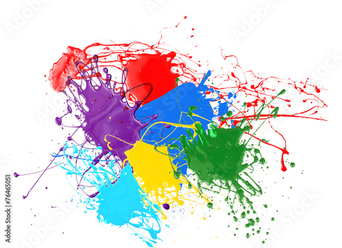 Colorful paint splashes isolated on white