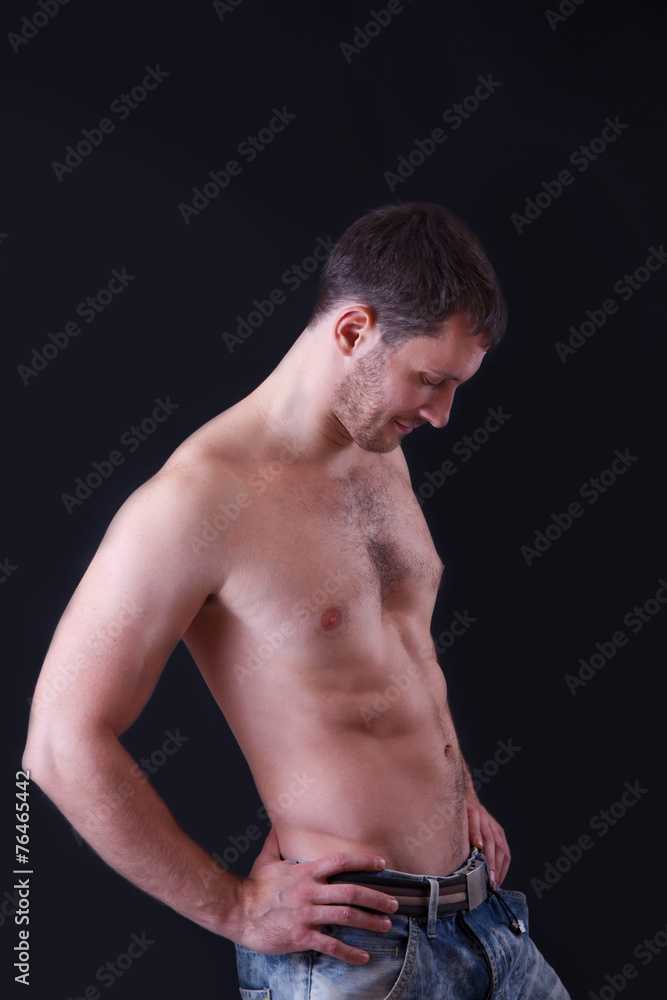 Fototapeta premium Portrait of shirtless handsome man