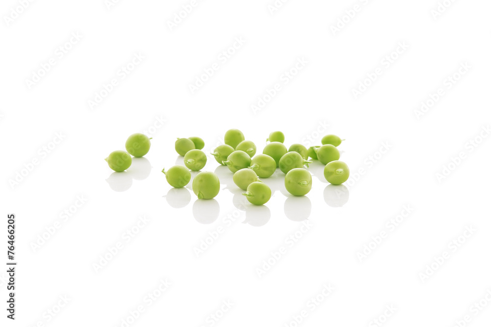 green pea seeds on white background green pea seeds on white background