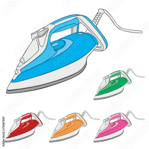 fully editable vector illustration of steam irons