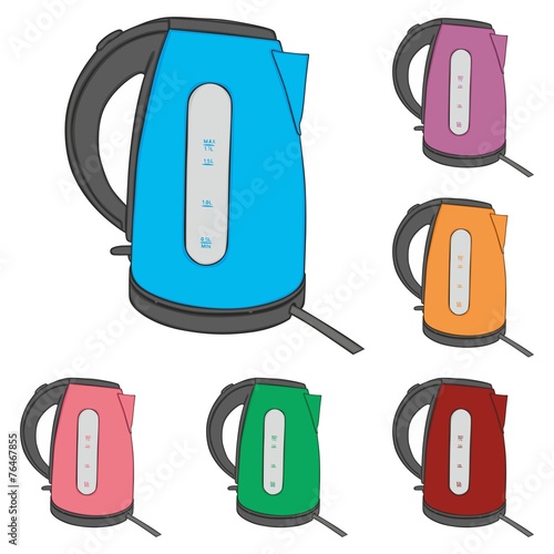 fully editable vector illustration of electric kettles