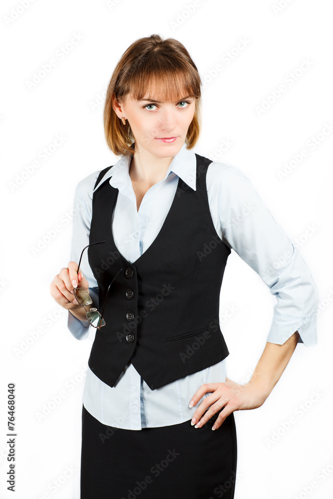 Teacher. Portrait of girl with a book Teacher. Portrait of girl with a book